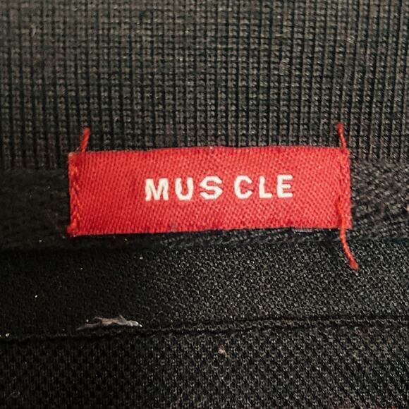 Abercrombie & Fitch Black Multicolored Stripe Muscle Collared Polo Shirt Top | M - Picture 3 of 11